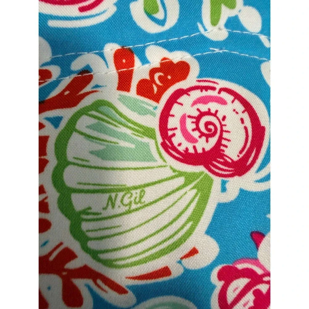 N.Gil Coastal Seashell Coral Print Backpack Blue Pink Green Travel School Bag